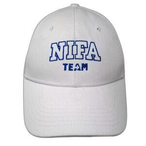 NIFA TEAM Baseball Cap White Blue Hat Strapback OS Adjustable Embroidered Cotton